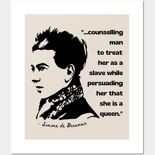 Simone de Beauvoir Portrait and Quote Wall Art by Slightly Unhinged